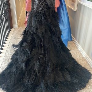Custom sequin feather gown